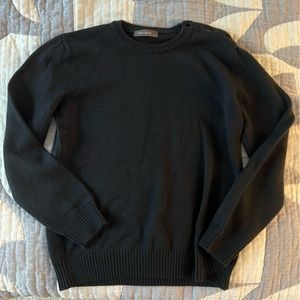 Emile Lafaurie Black Sweater with Asymmetrical Shoulder Buttons